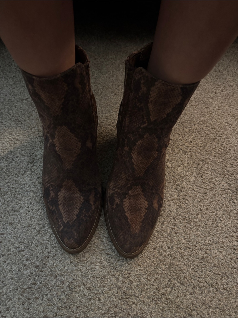 Women's Brown Snake-Print Ankle Boots